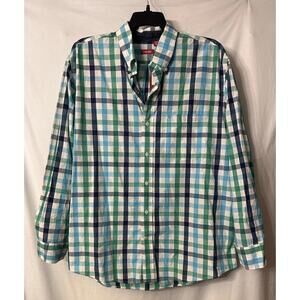 NWT Izod Mens‎ Long Sleeve Button Front Cotton Plaid Shirt Size XL